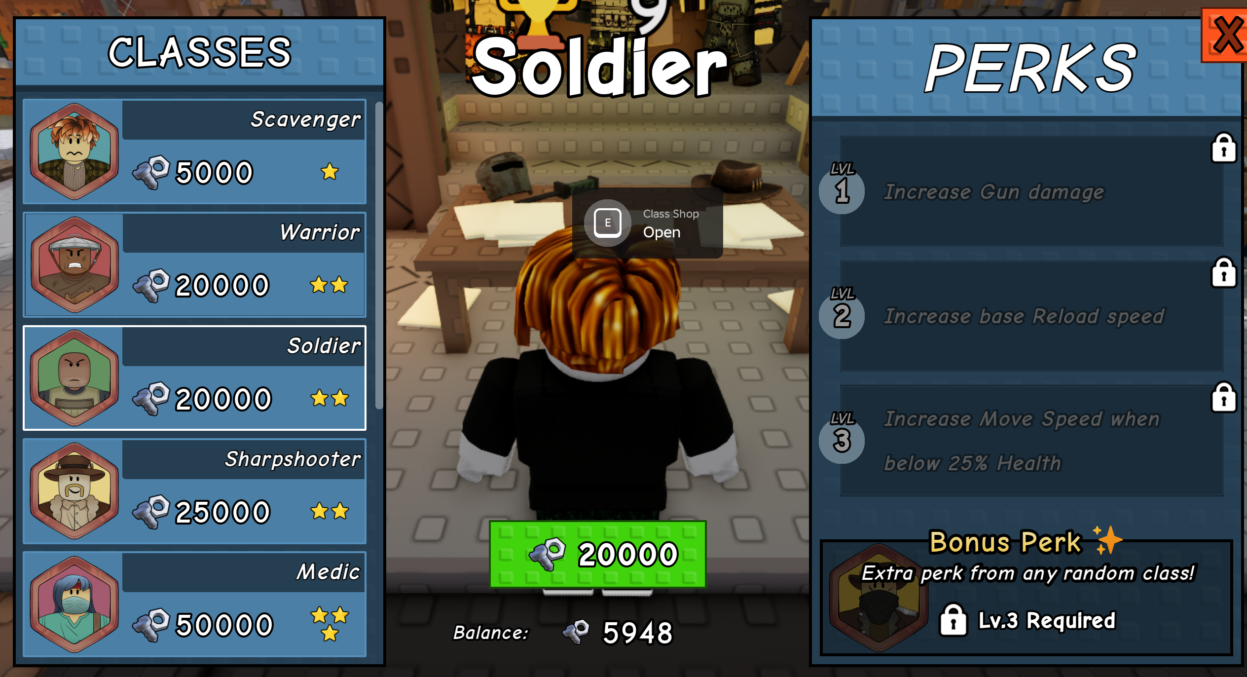 Soldier perks